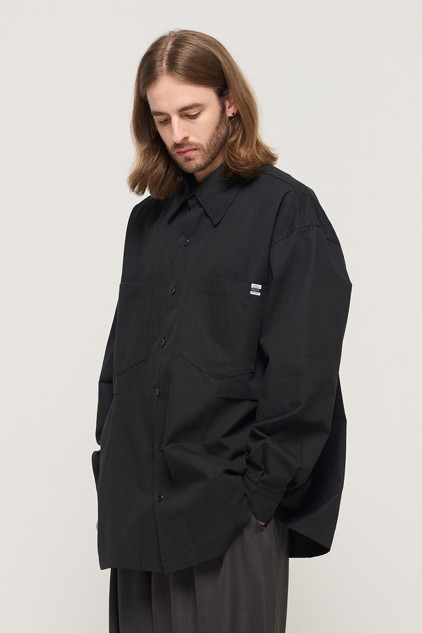 CARGOBROS - 긴팔셔츠 - OXFORD LINE TWO-POCKET OVERSHIRT (BLACK)