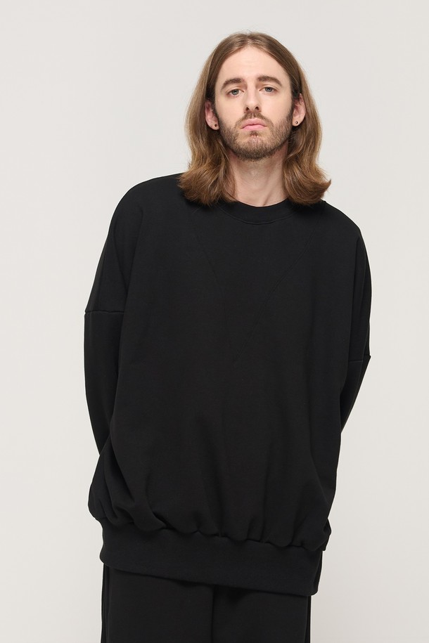 CARGOBROS - 스웨트셔츠 - ROUND NECK POINT RAGLAN TERRY SWEATSHIRT (BLACK)