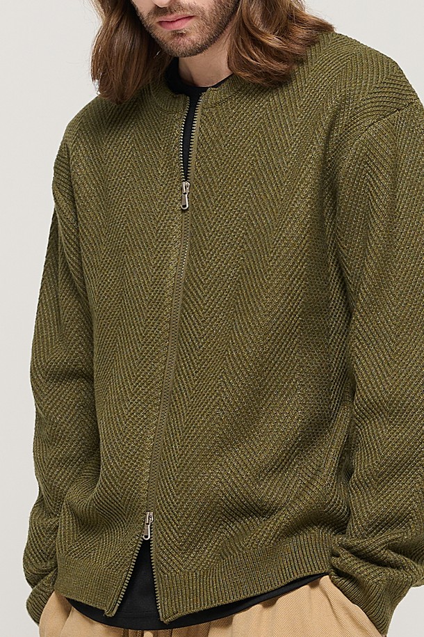 CARGOBROS - 가디건 - WASHABLE 2-WAY KNIT HACHI CARDIGAN (KHAKI)