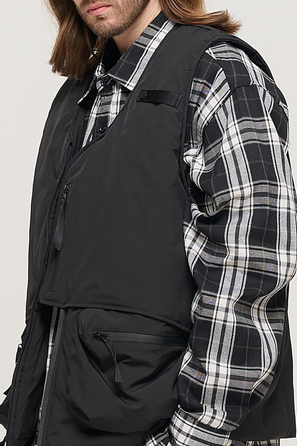 CARGOBROS - 베스트 - CB QUILTING MUTI POCKET PADDING VEST (BLACK)