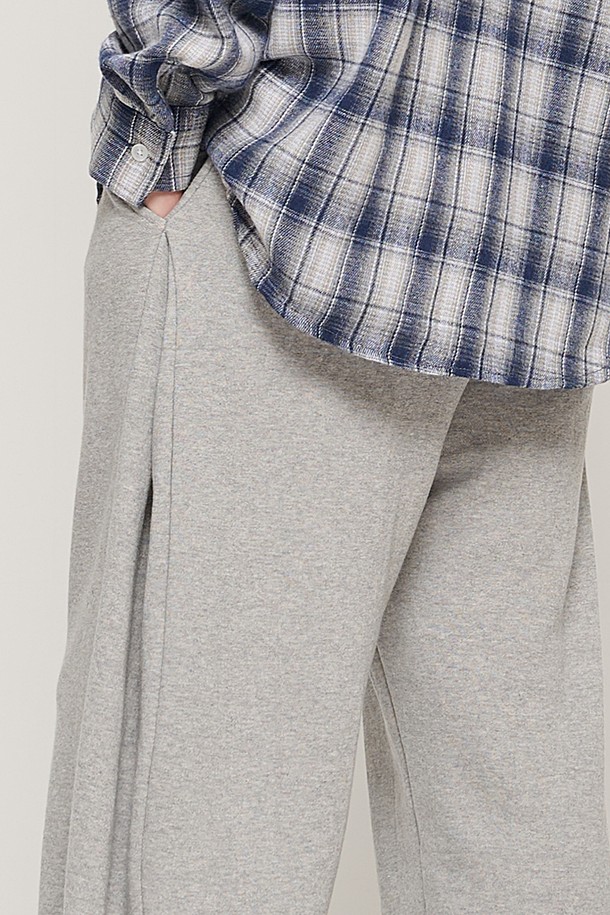 CARGOBROS - 캐주얼팬츠 - SIDE PINTUCK STANDARD SEMI-WIDE STRING PANTS (GRAY)