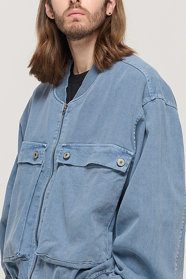 CARGOBROS - 블루종/점퍼 - VINTAGE PIGMENT POCKET POINT WORK JACKET (BLUE)