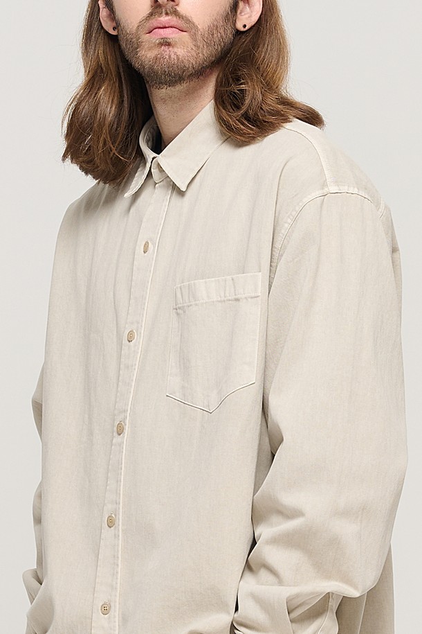 CARGOBROS - 긴팔셔츠 - PIGMENT WASHED WORK SHIRT (BEIGE)