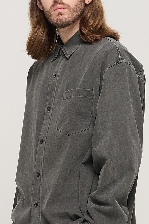 CARGOBROS - 긴팔셔츠 - PIGMENT WASHED WORK SHIRT (CHARCHOL)