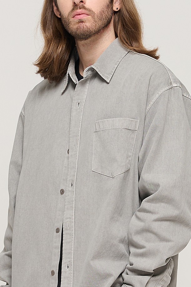 CARGOBROS - 긴팔셔츠 - PIGMENT WASHED WORK SHIRT (GRAY)