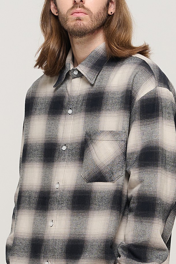 CARGOBROS - 긴팔셔츠 - OMBRE FLANNEL CHECK SHIRT (BLACK)