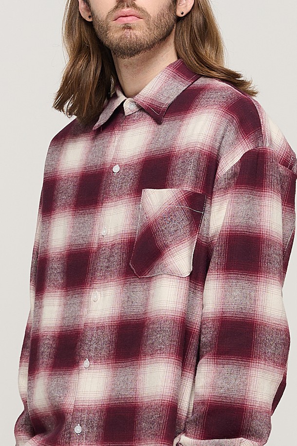 CARGOBROS - 긴팔셔츠 - OMBRE FLANNEL CHECK SHIRT (RED)