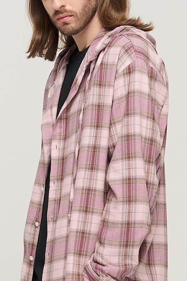 CARGOBROS - 긴팔셔츠 - VINTAGE HOOD TARTAN CHECK SHIRT (PINK)