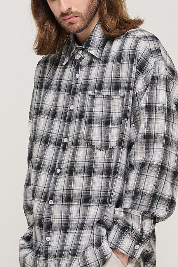 CARGOBROS - 긴팔셔츠 - GRANG OVERSIZED CHECK SHIRT (BLACK)