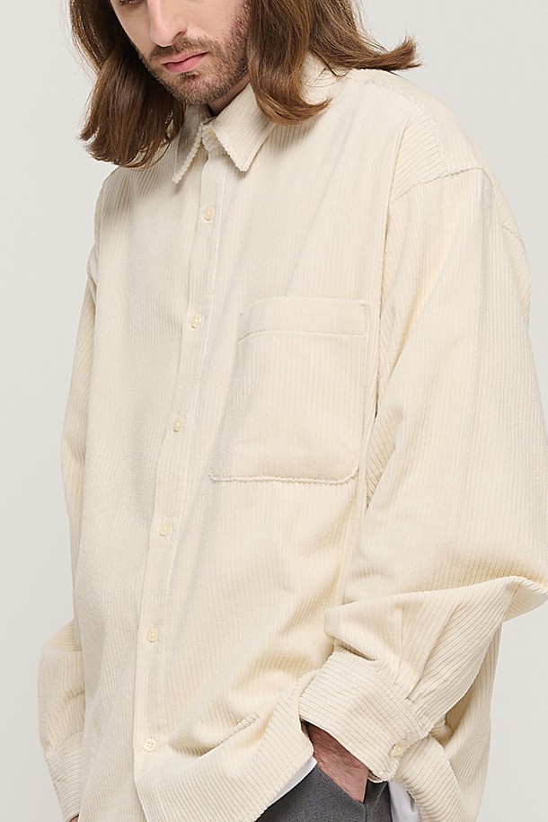 CARGOBROS - 긴팔셔츠 - Y2K STYLE CORDUROY OVER SHIRT (IVORY)