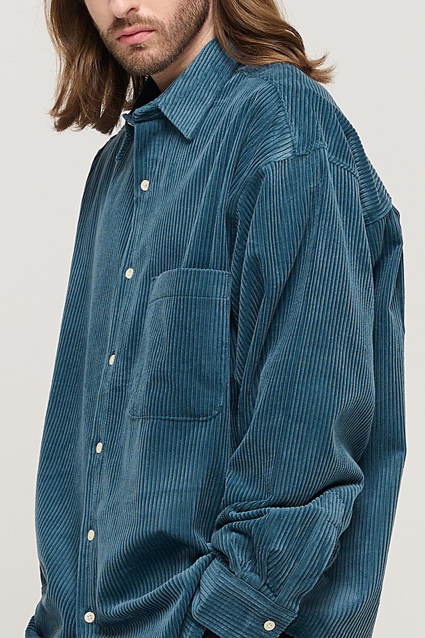 CARGOBROS - 긴팔셔츠 - Y2K STYLE CORDUROY OVER SHIRT (GREEN)