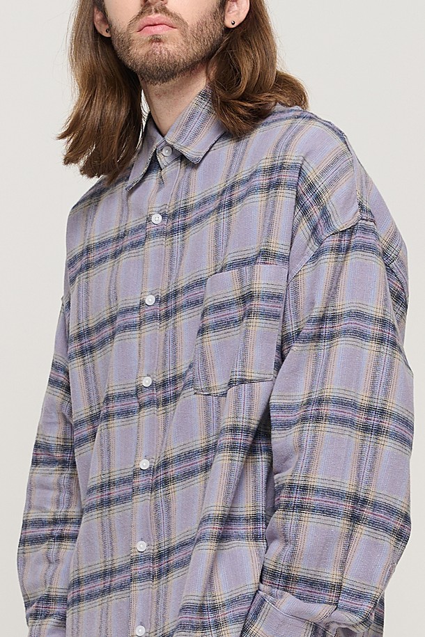 CARGOBROS - 긴팔셔츠 - CB FLANNEL OVER CHECK SHIRT (LAVENDER)