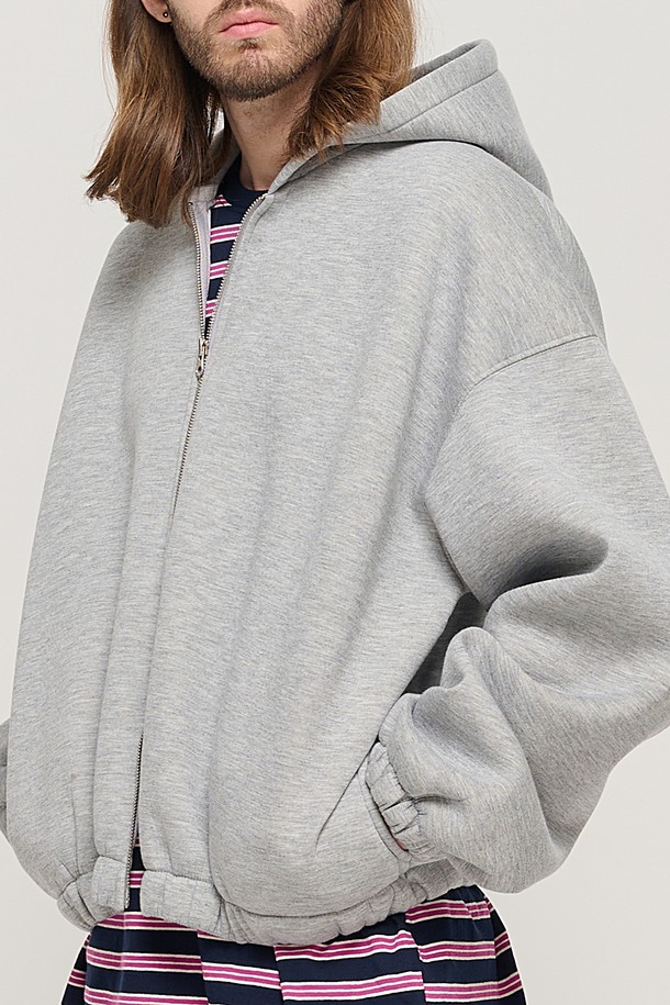 CARGOBROS - 후디 - WIDE BALLOON HOODED ZIP-UP (GRAY)