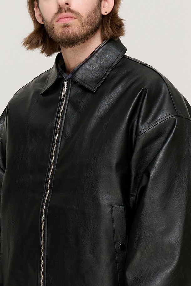 CARGOBROS - 블루종/점퍼 - LIKE ECO LEATHER JUMPER (BLACK)