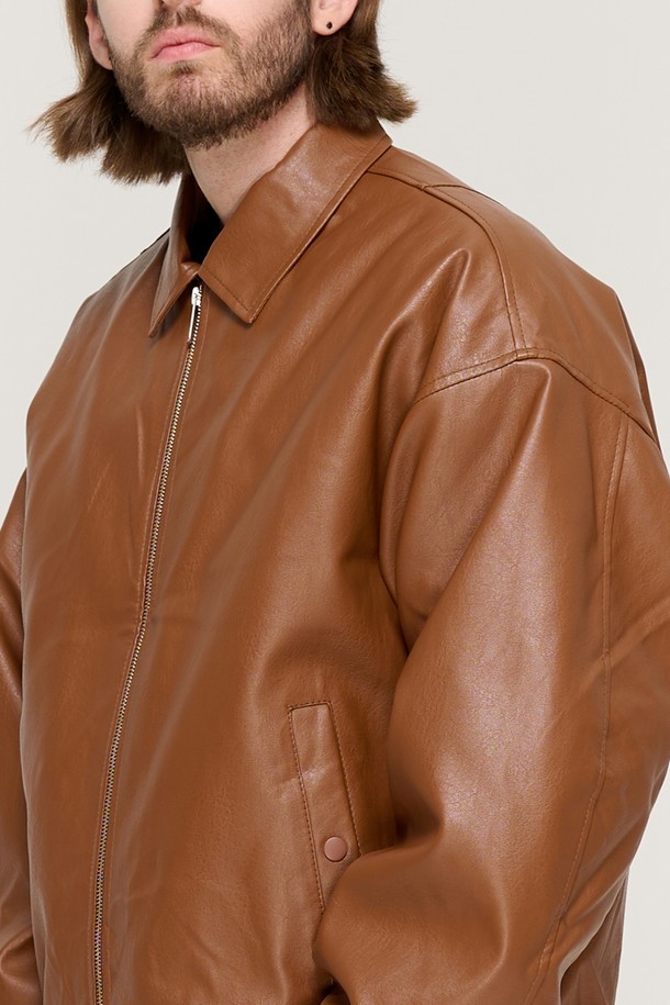 CARGOBROS - 블루종/점퍼 - LIKE ECO LEATHER JUMPER (BROWN)