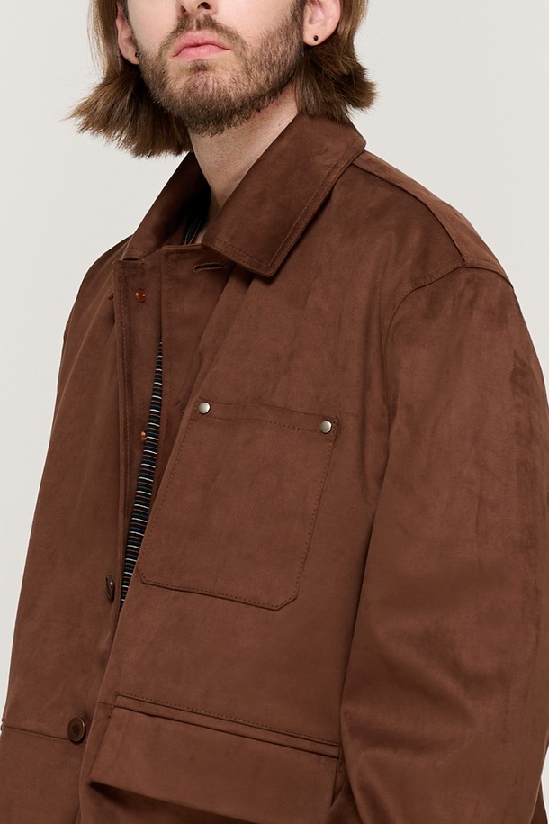 CARGOBROS - 블루종/점퍼 - SUEDE SEMI HALF JACKET (BROWN)