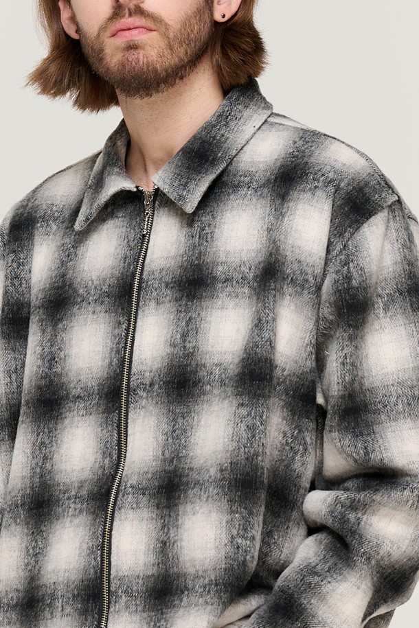 CARGOBROS - 긴팔셔츠 - WOOL PLAID 2-WAY  SHIRT (BLACK)