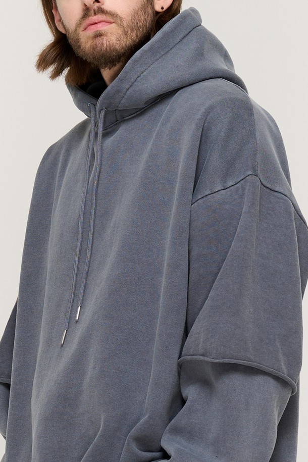 CARGOBROS - 후디 - PIGMENT WASHED LAYERED OVER HOOD (NAVY)