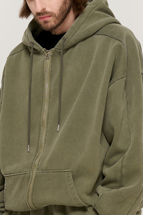 CARGOBROS - 후디 - PIGMENT DYING HOOD ZIP-UP (KHAKI)