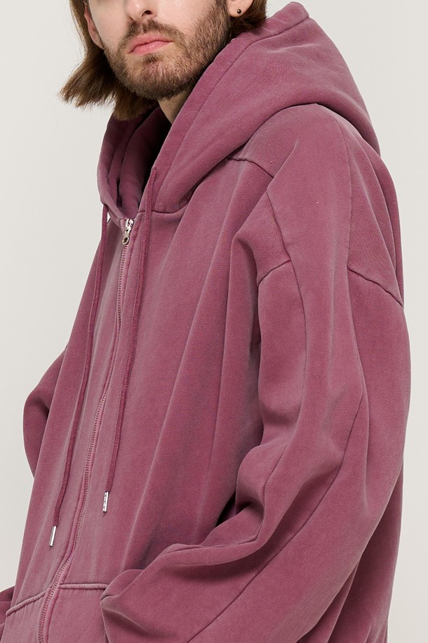 CARGOBROS - 후디 - PIGMENT DYING HOOD ZIP-UP (BURGUNDY)