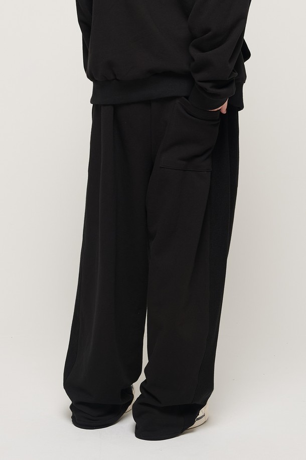 CARGOBROS - 캐주얼팬츠 - Y2K STYLE BASIC OVERSIZED SWEAT PANTS (BLACK)