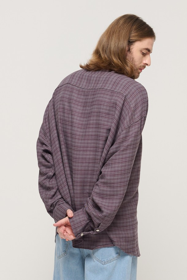 CARGOBROS - 긴팔셔츠 - VINTAGE ROLLING BOXY OVERSIZED CHECK SHIRT (GRAY)