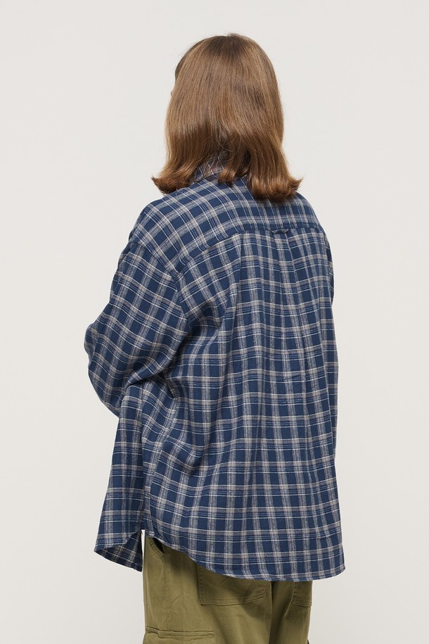 CARGOBROS - 긴팔셔츠 - DAILY SOFT Y2K CHECK SHIRT (NAVY)