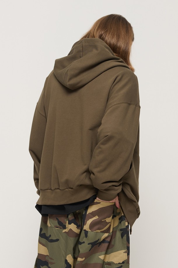 CARGOBROS - 후디 - CIRCLE POCKET OVER FIT  HOOD ZIP UP (KHAKI)