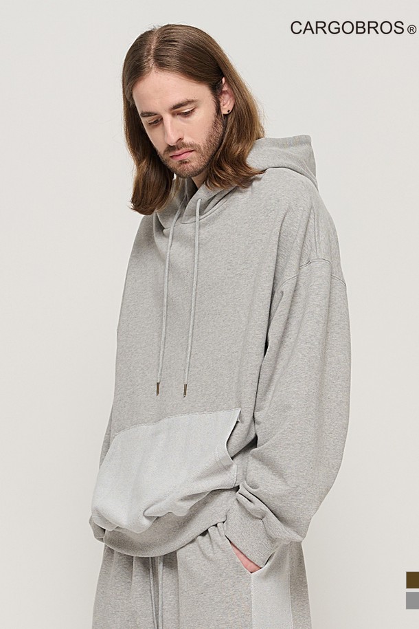 CARGOBROS - 후디 - Y2K STYLE BASIC OVERSIZED HOODIE T-SHIRT (GRAY)