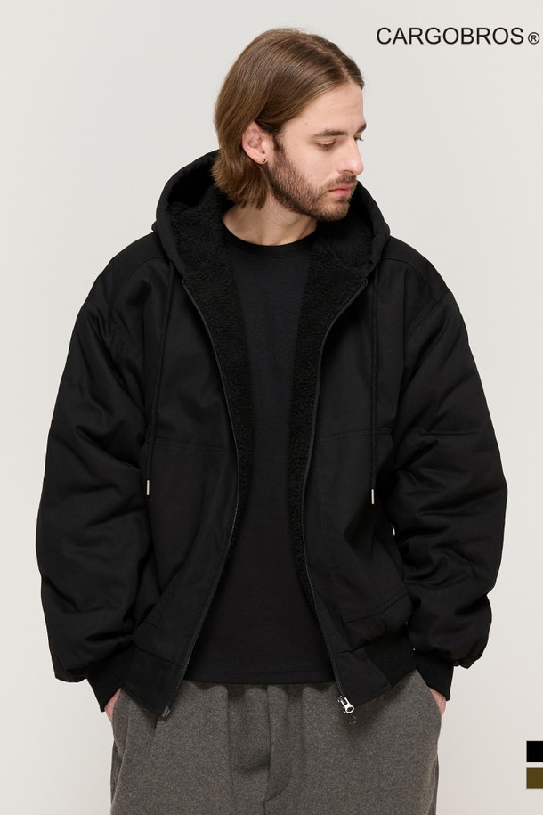 CARGOBROS - 블루종/점퍼 - WOOL OVER HOOD JUMPER (BLACK)