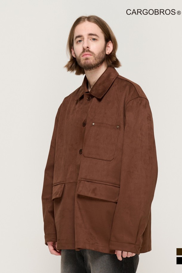 CARGOBROS - 블루종/점퍼 - SUEDE SEMI HALF JACKET (BROWN)