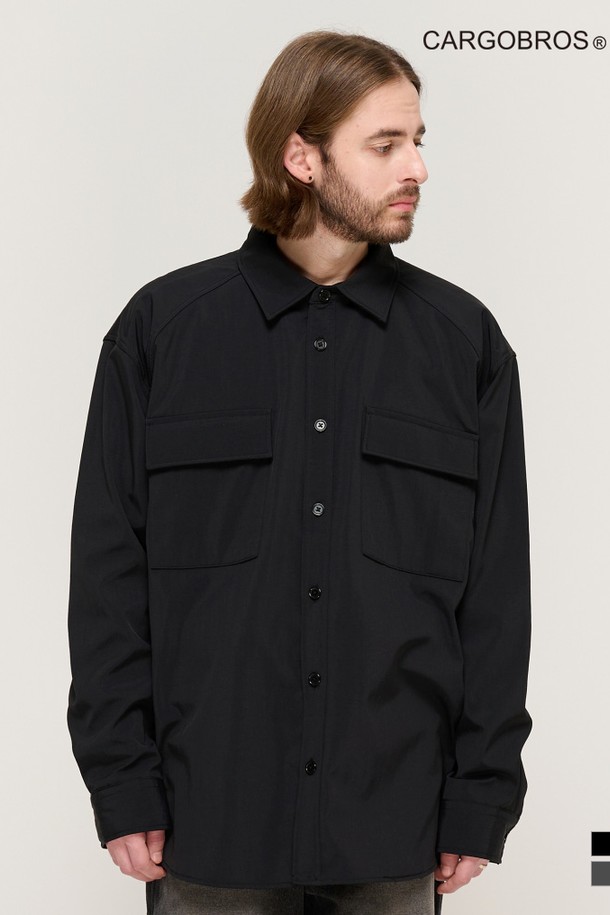 CARGOBROS - 긴팔셔츠 - TWO POCKET NYLON NAPPING SHIRT (BLACK)