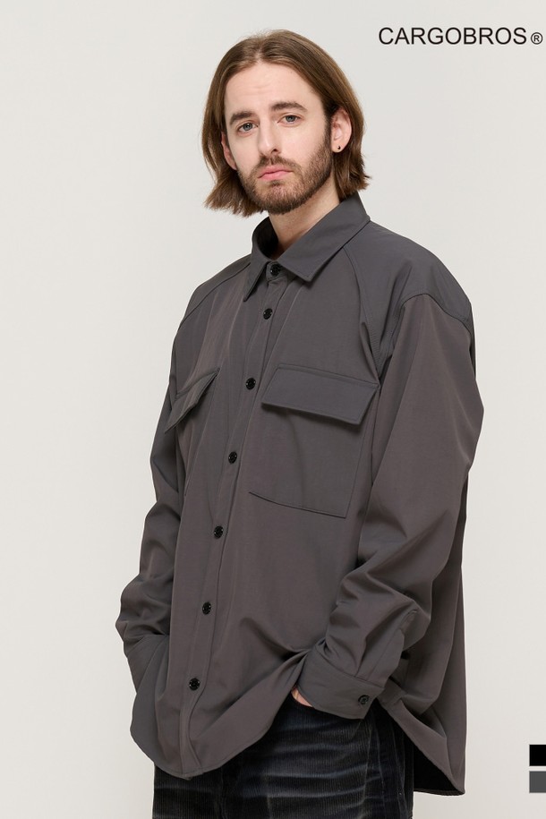 CARGOBROS - 긴팔셔츠 - TWO POCKET NYLON NAPPING SHIRT (CHARCOAL)