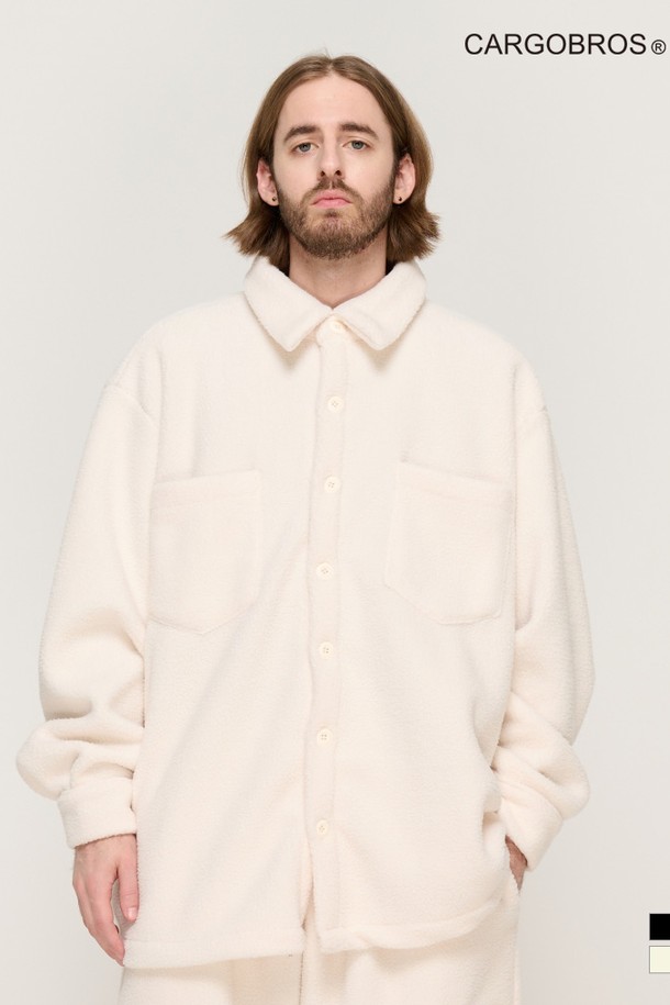 CARGOBROS - 긴팔셔츠 - TEDDY OVER FLEECE SHIRT (IVORY)