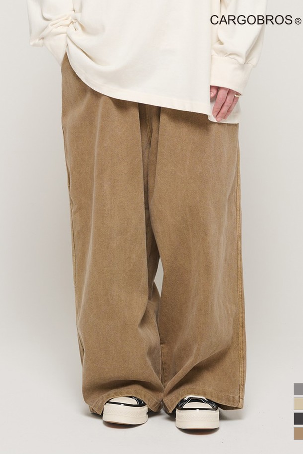 CARGOBROS - 캐주얼팬츠 - CB PIGMENT MULTI POCKET BANDING PANTS (BROWN)