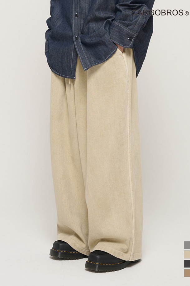 CARGOBROS - 캐주얼팬츠 - CB PIGMENT MULTI POCKET BANDING PANTS (BEIGE)