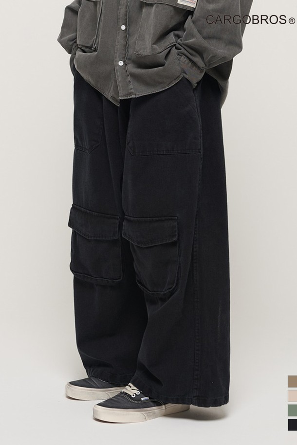 CARGOBROS - 캐주얼팬츠 - CB PIGMENT POCKET WORK PANTS (BLACK)