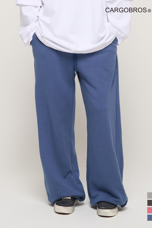 CARGOBROS - 캐주얼팬츠 - IN PIGMENT TRAINING WIDE STRAIGHT PANTS (NAVY)