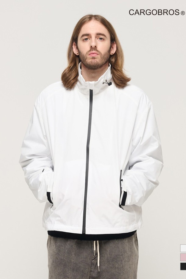 CARGOBROS - 블루종/점퍼 - WATERPROOF ZIPPER POINT WIND BREAKER (WHITE)