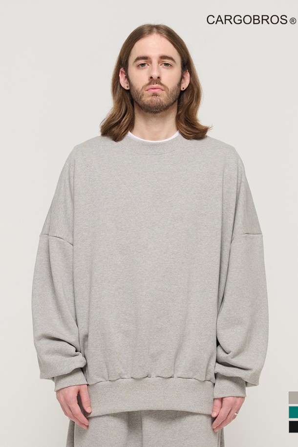 CARGOBROS - 스웨트셔츠 - ROUND NECK POINT RAGLAN TERRY SWEATSHIRT (GRAY)