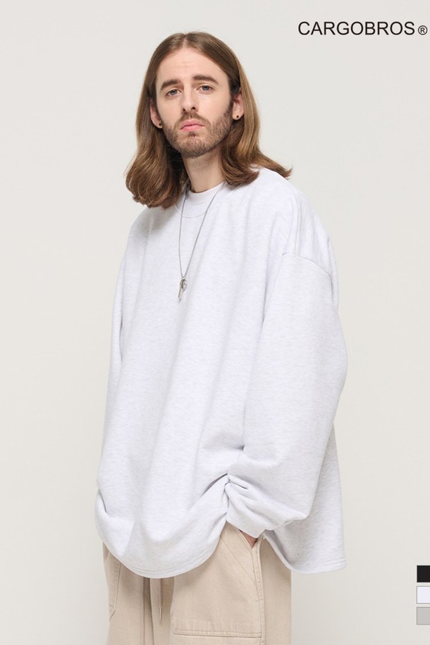 CARGOBROS - 스웨트셔츠 - COMFORT TRAINING LONG SLEEVE OVERSIZED BOX SWEATSHIRT (LIGHT GARY)