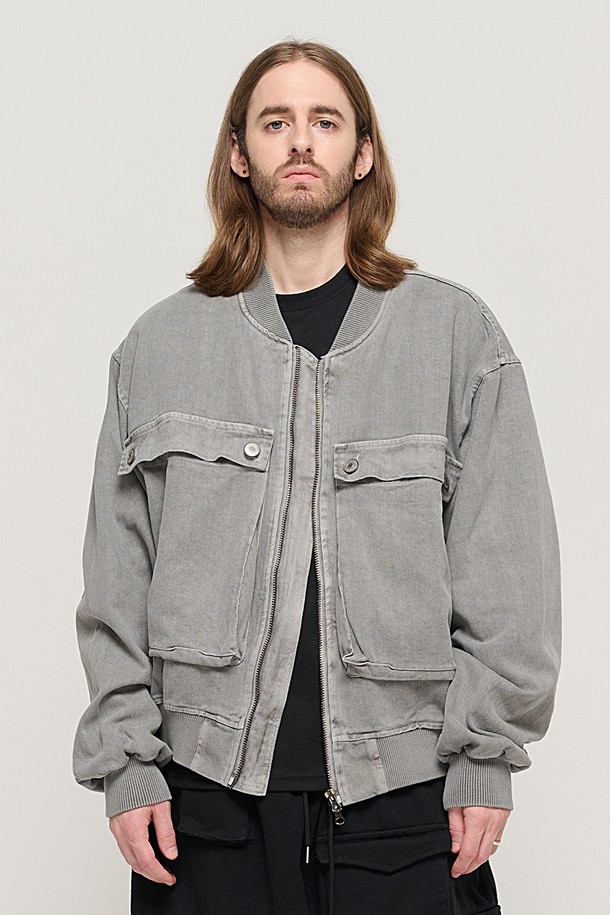 CARGOBROS - 블루종/점퍼 - VINTAGE PIGMENT POCKET POINT WORK JACKET (GRAY)