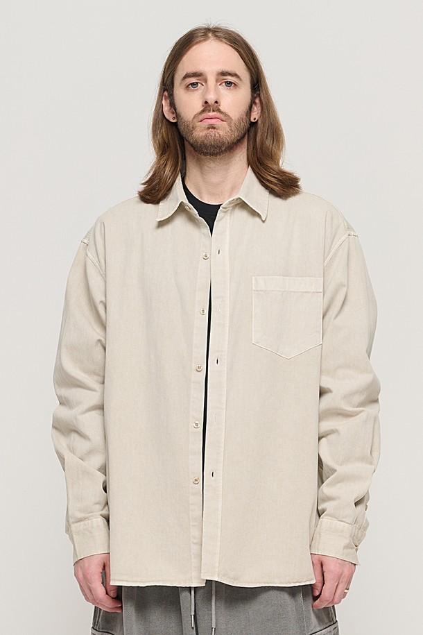 CARGOBROS - 긴팔셔츠 - PIGMENT WASHED WORK SHIRT (BEIGE)