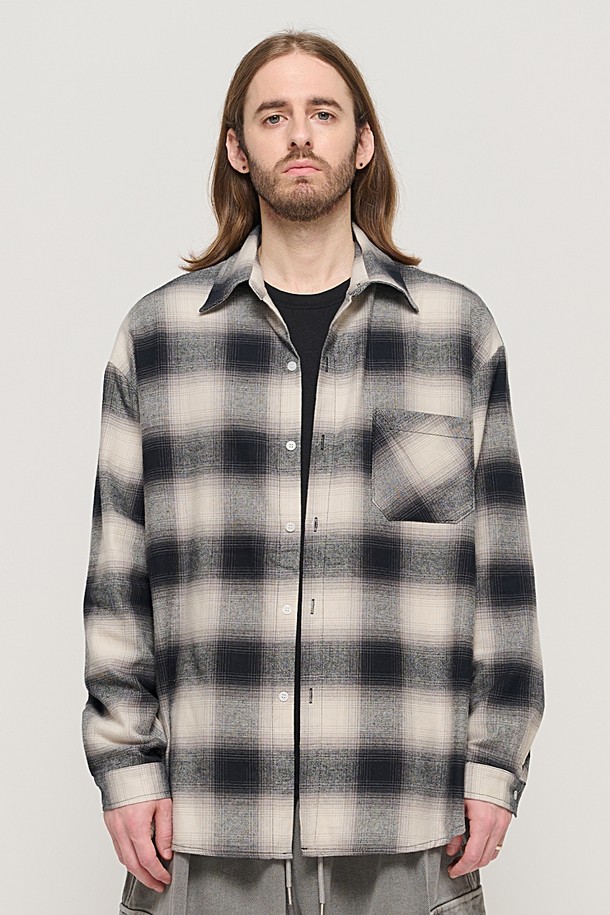 CARGOBROS - 긴팔셔츠 - OMBRE FLANNEL CHECK SHIRT (BLACK)