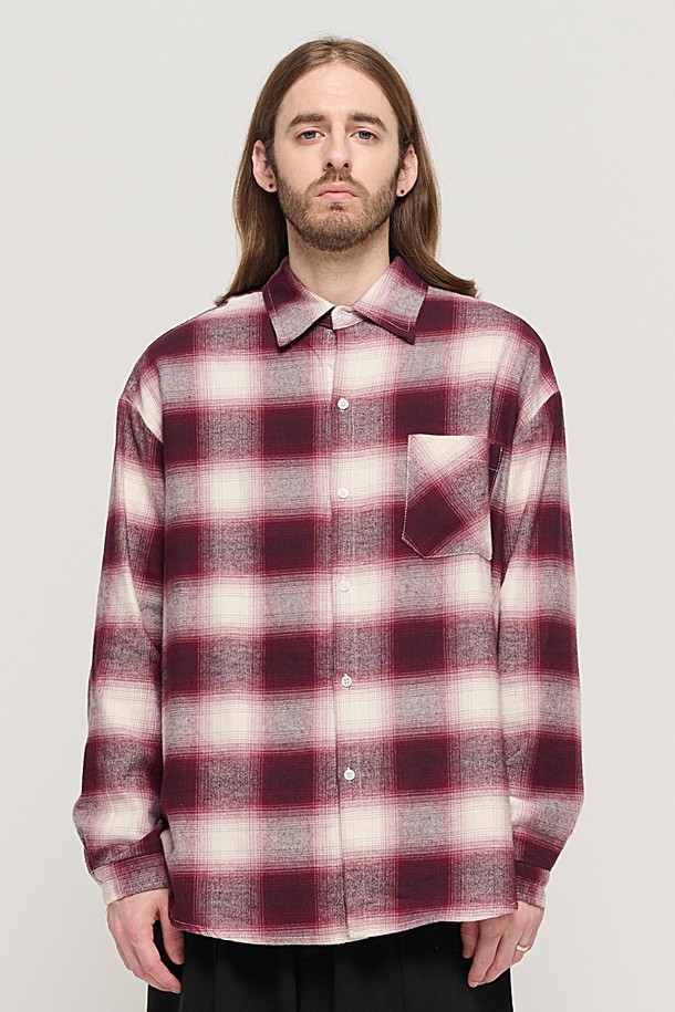 CARGOBROS - 긴팔셔츠 - OMBRE FLANNEL CHECK SHIRT (RED)