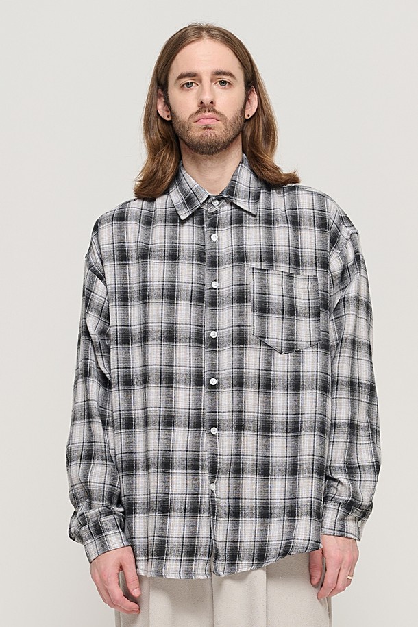 CARGOBROS - 긴팔셔츠 - GRANG OVERSIZED CHECK SHIRT (BLACK)