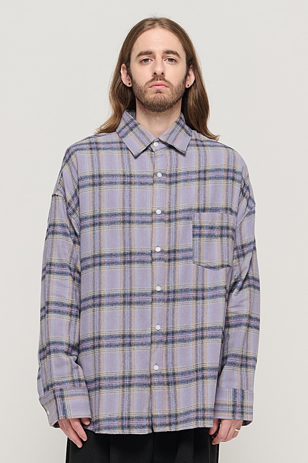 CARGOBROS - 긴팔셔츠 - CB FLANNEL OVER CHECK SHIRT (LAVENDER)