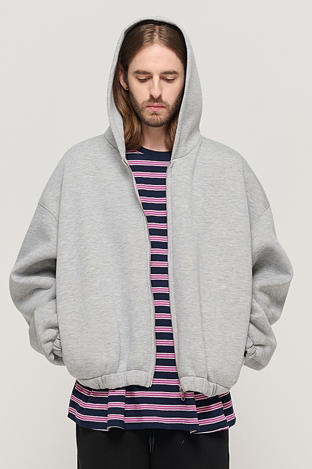 CARGOBROS - 후디 - WIDE BALLOON HOODED ZIP-UP (GRAY)