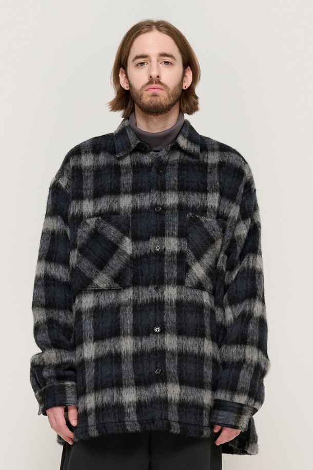 CARGOBROS - 블루종/점퍼 - OVERSIZED WOOL CHECK SHIRT JACKET (BLACK)