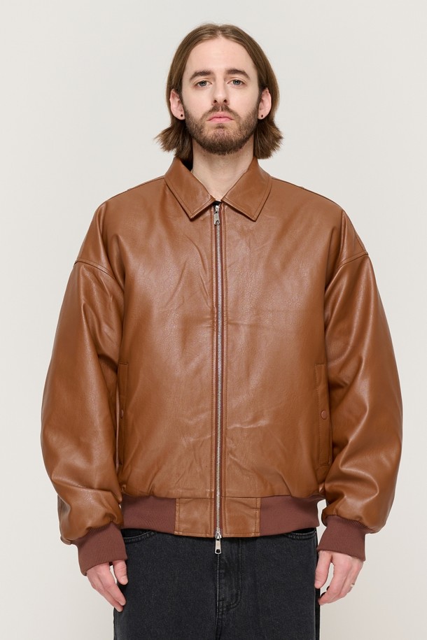 CARGOBROS - 블루종/점퍼 - LIKE ECO LEATHER JUMPER (BROWN)